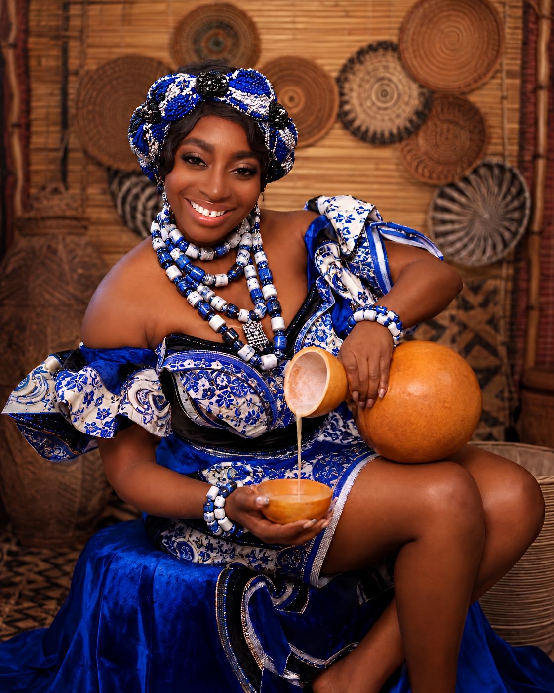 Ogodogodo fabric draped at a traditional Igede ceremony